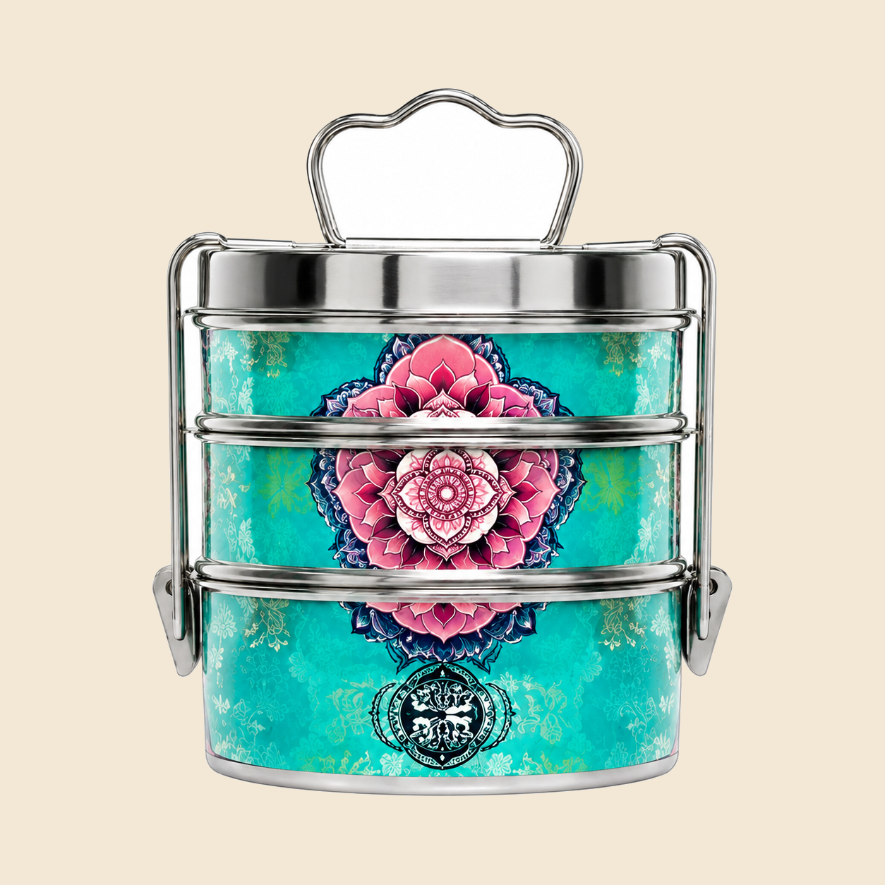 KI-HTW-40 ENAMEL STAINLESS STEEL CLIP TIFFIN BOX
