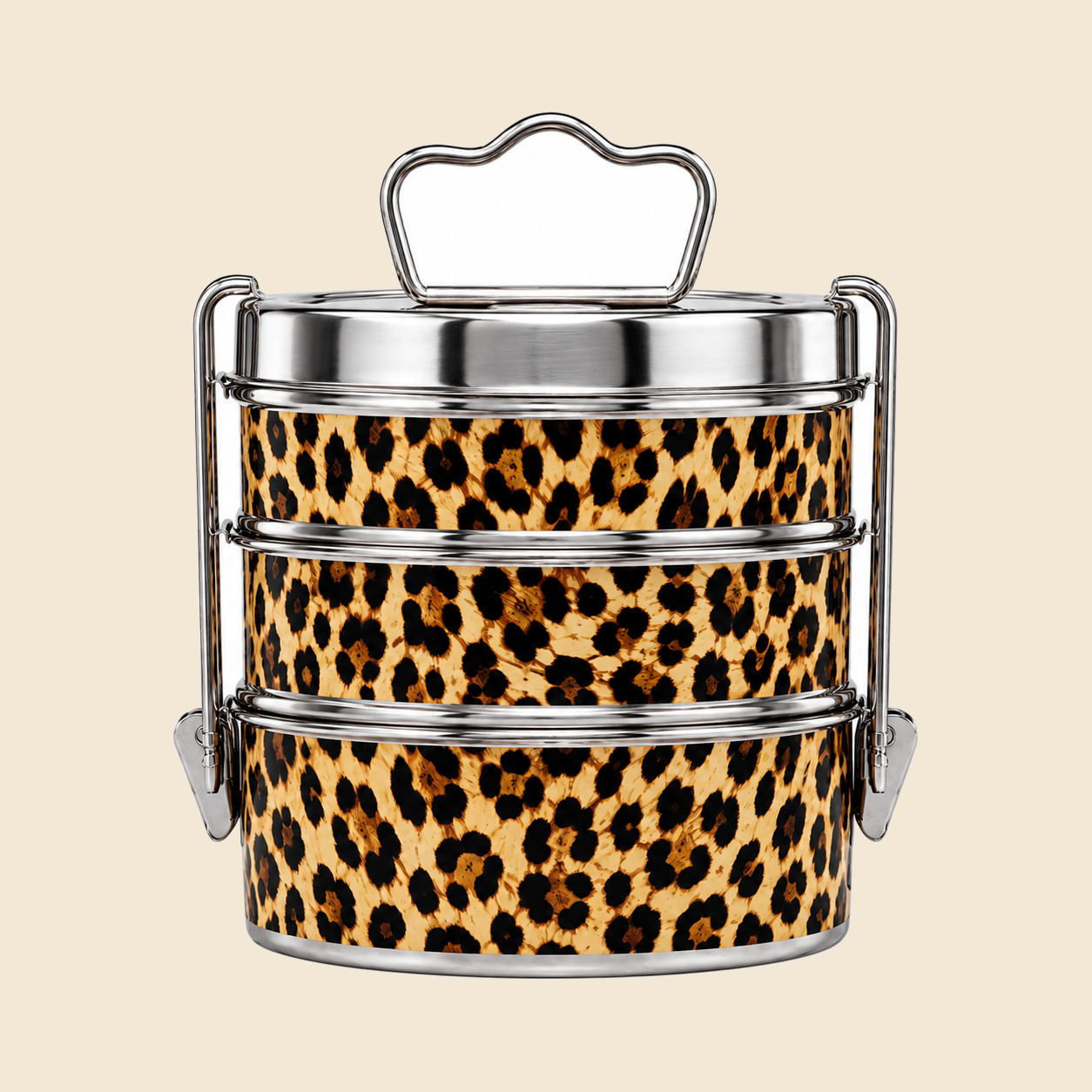 KI-HTW-42 ENAMEL STAINLESS STEEL CLIP TIFFIN BOX