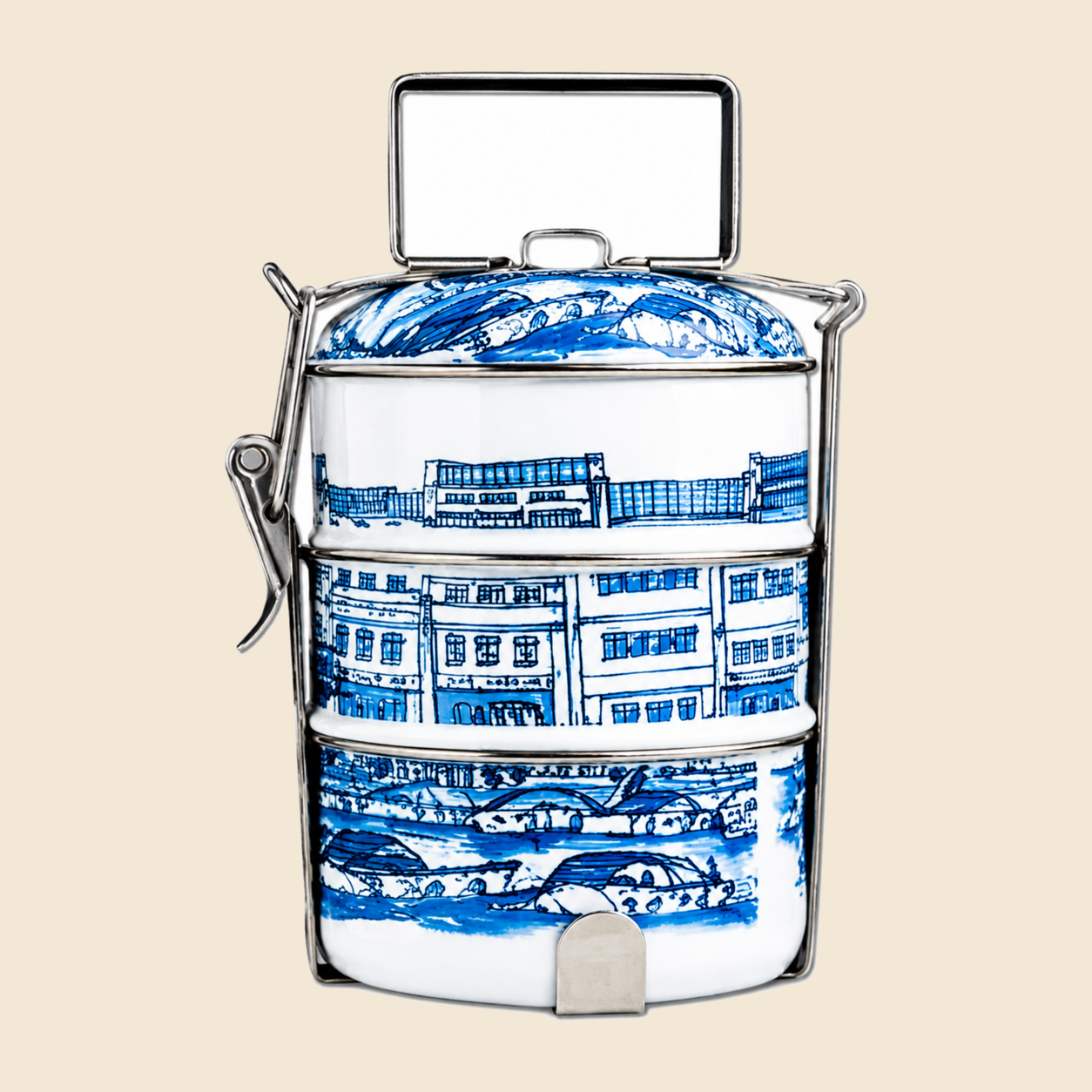 STEEL ENEMAL PRINTED 3 TIER TIFFIN 12X12X31.2 CM image 2
