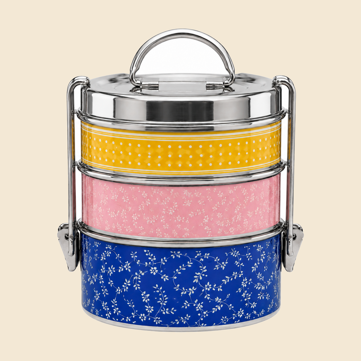 KI-HTW-48 ENAMEL STAINLESS STEEL CLIP TIFFIN BOX image 2